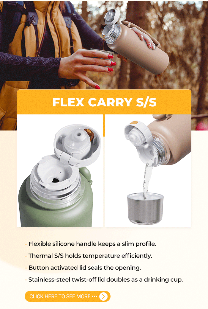 flex carry stainless steel portable thermal bottle