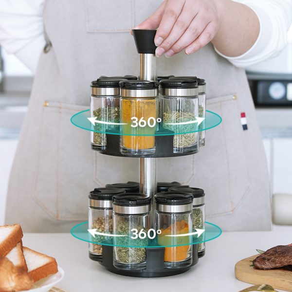 Two Tier Rotating Spice Rack - SINOGLASS