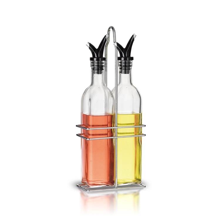 1. Choice of a set that two bottles and a sturdy metal rack combinations. 2. Dual spout design for a little or a lot. Olive Oil Bottle Pourer #78892004 (3)