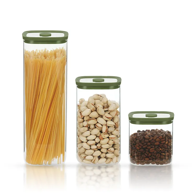 Square Glass Storage Jars Tempered Lid #99384000