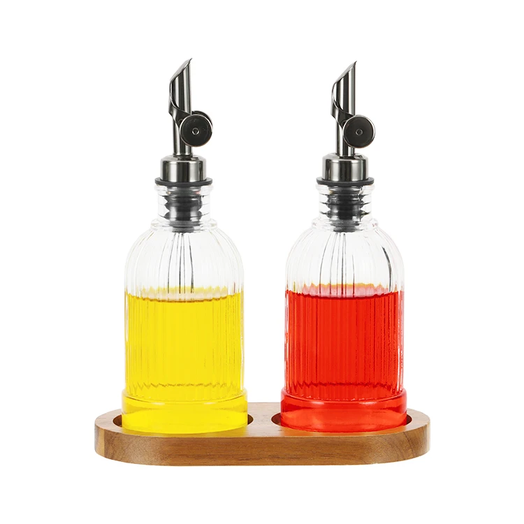 Textured Glass Kitchen Oil Bottles Auto-pouring lid #7949A001 (2)