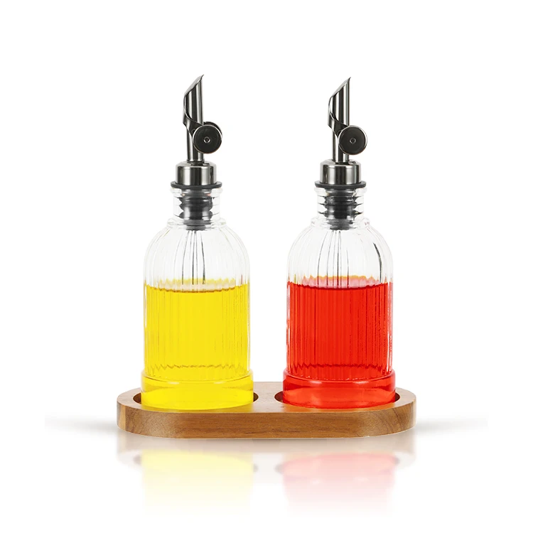 Textured Glass Kitchen Oil Bottles Auto-pouring lid #7949A001 (2)