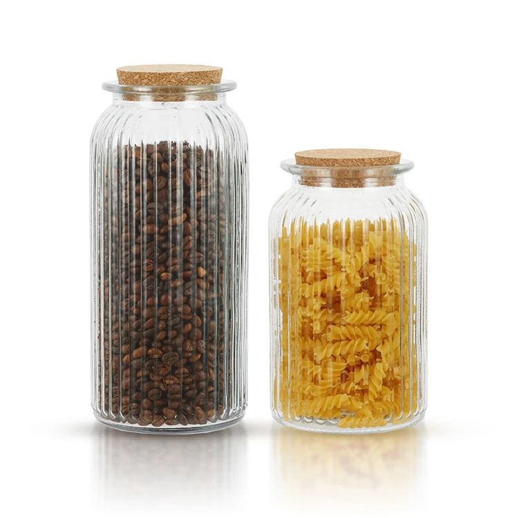 Textured Glass Storage with Cork Lid #99459001