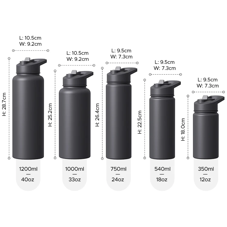 SinoGlass Insulated Bottle with Folding Straw