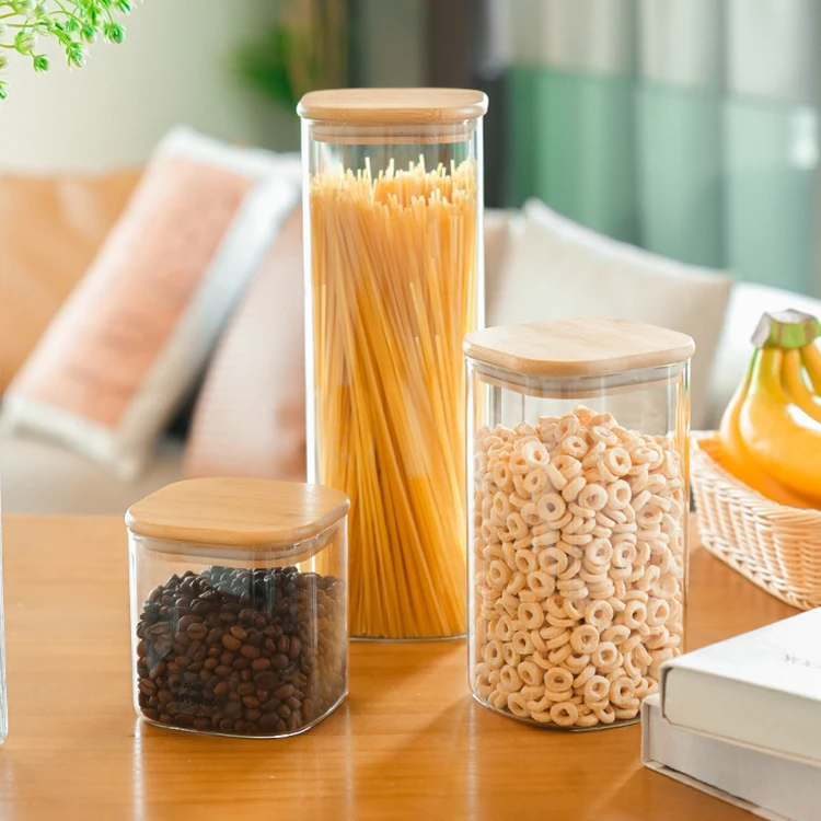 Borosilicate Glass Containers with Bamboo Lids