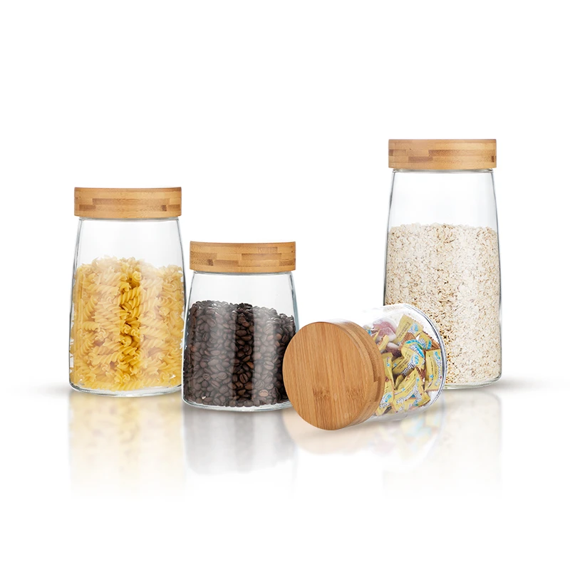 Large Glass Canister with Wood Lid