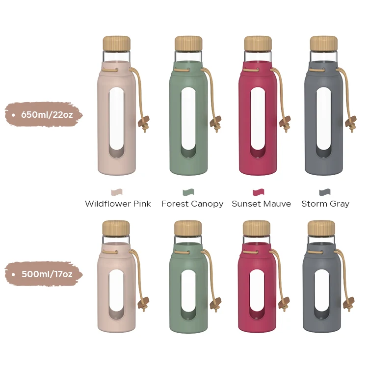 ECO-friendly Glass Water Bottle - Bamboo Lid #69562002