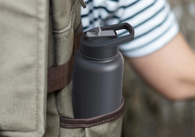 Insulated bottle with folding straw