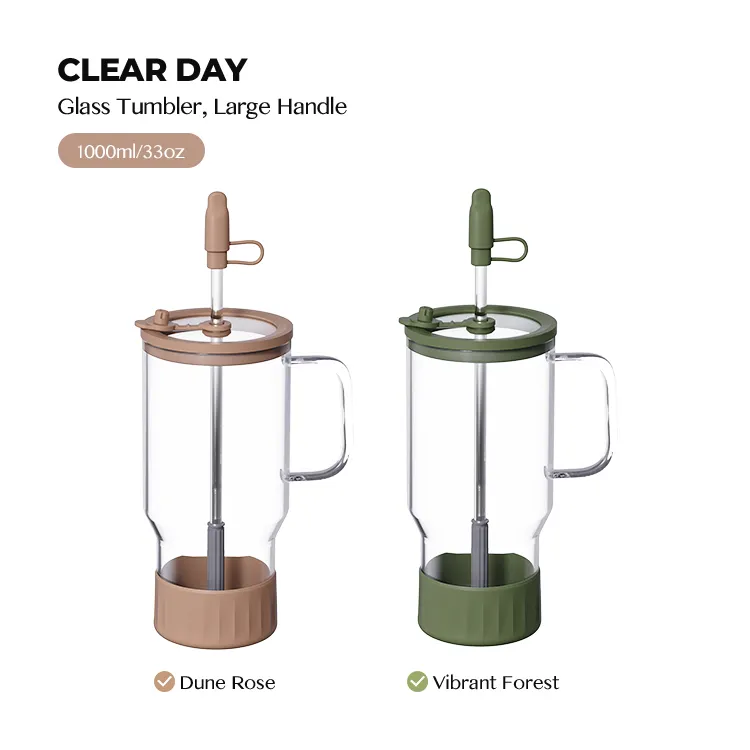 Large Glass Tumbler Tempered Glass Lid