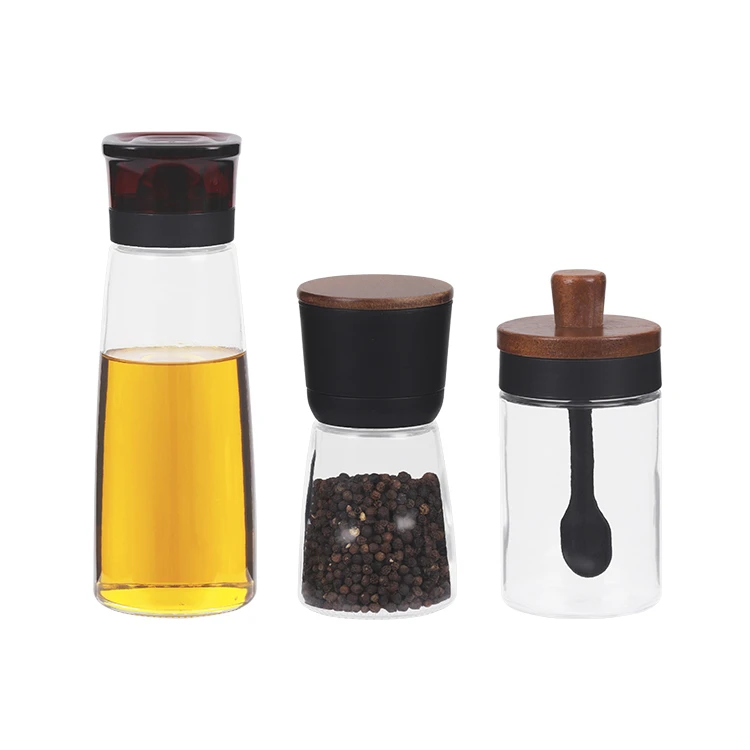 Salad Dressing Set - Elegant Wood & Glass #79452001027945200102 (3)