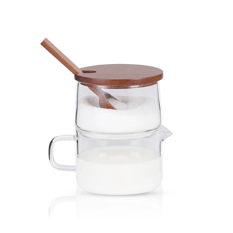 Sugar & Milk Stack - Glass Jar and Wood Lid #8610900086109000 (1)