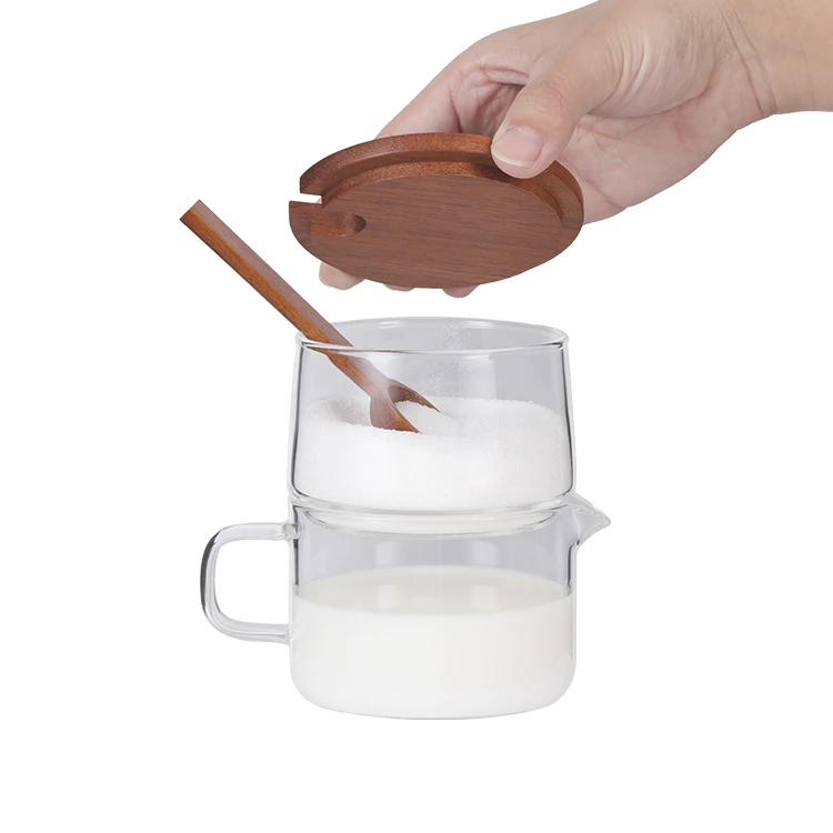 Sugar & Milk Stack - Glass Jar and Wood Lid #8610900086109000 (3)
