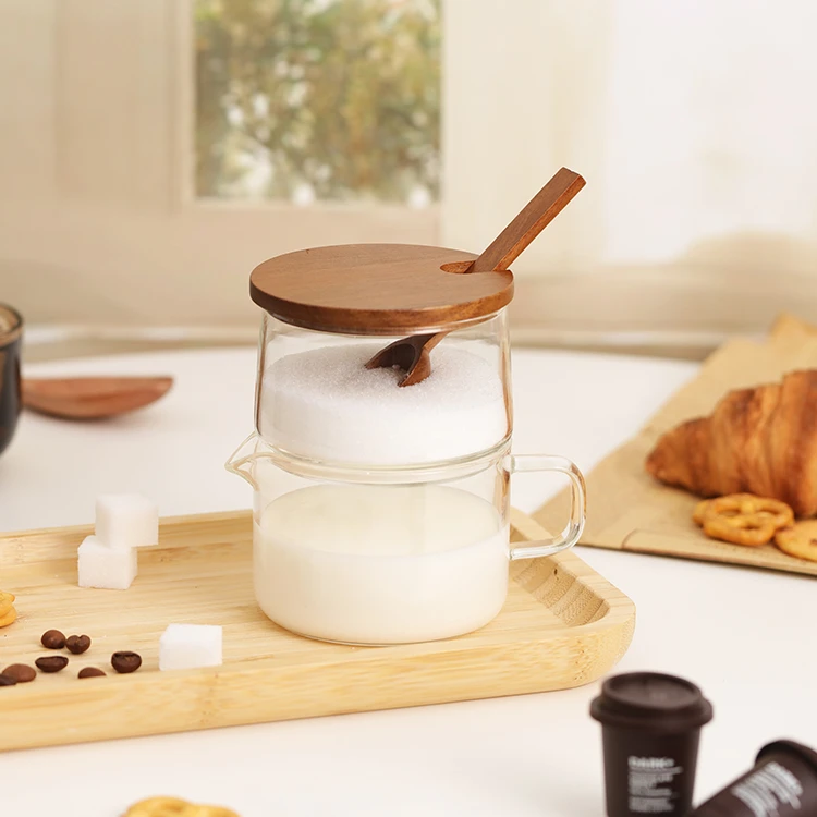 Sugar & Milk Stack - Glass Jar and Wood Lid #8610900086109000 (6)