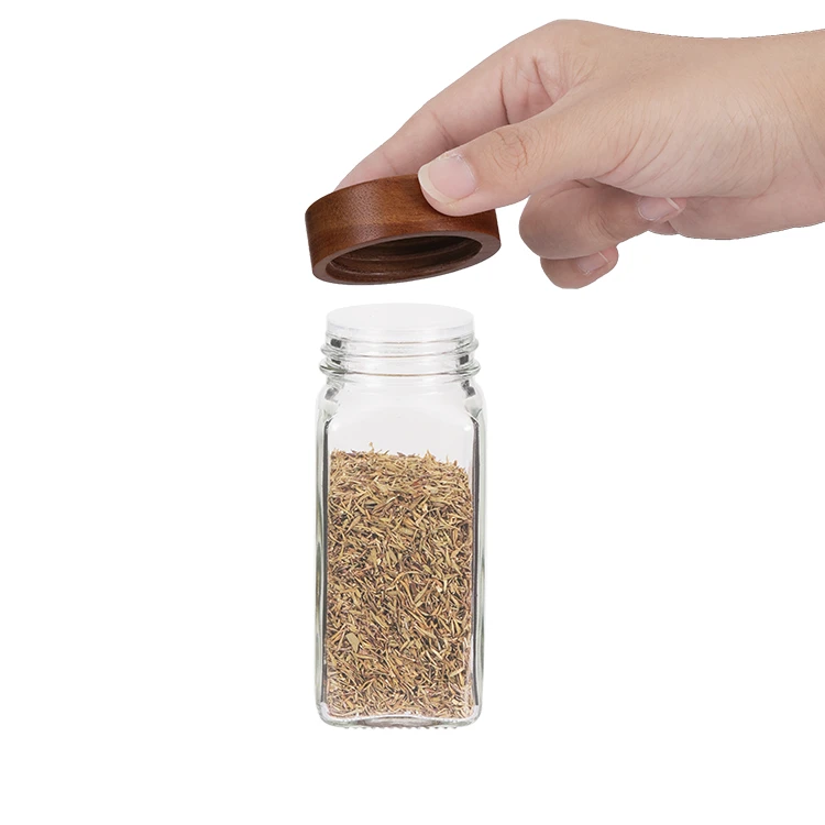 Spice Jars and Rack Set - Wood and Glass #8820900088209000 (4)