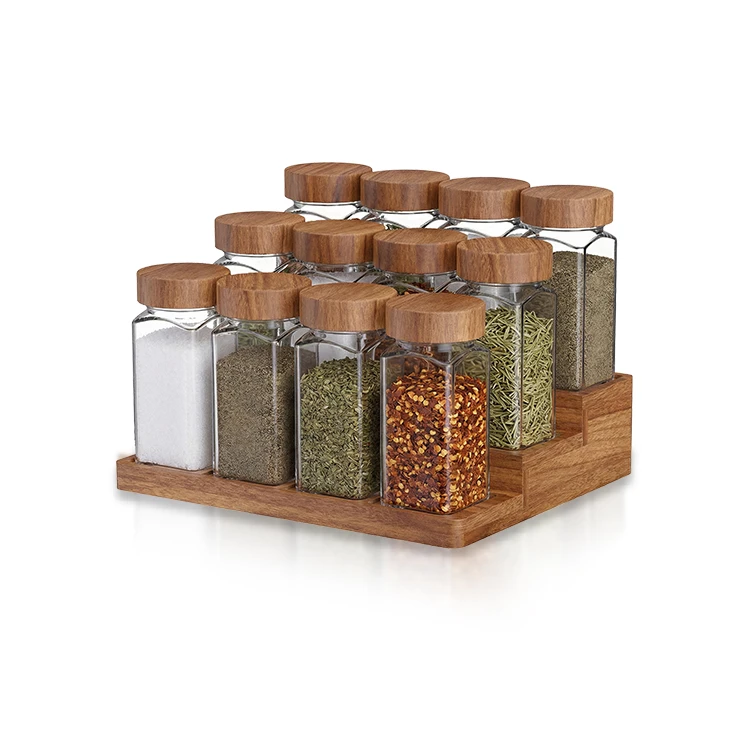 Spice Jars and Rack Set - Wood and Glass #8820900088209000 (5)