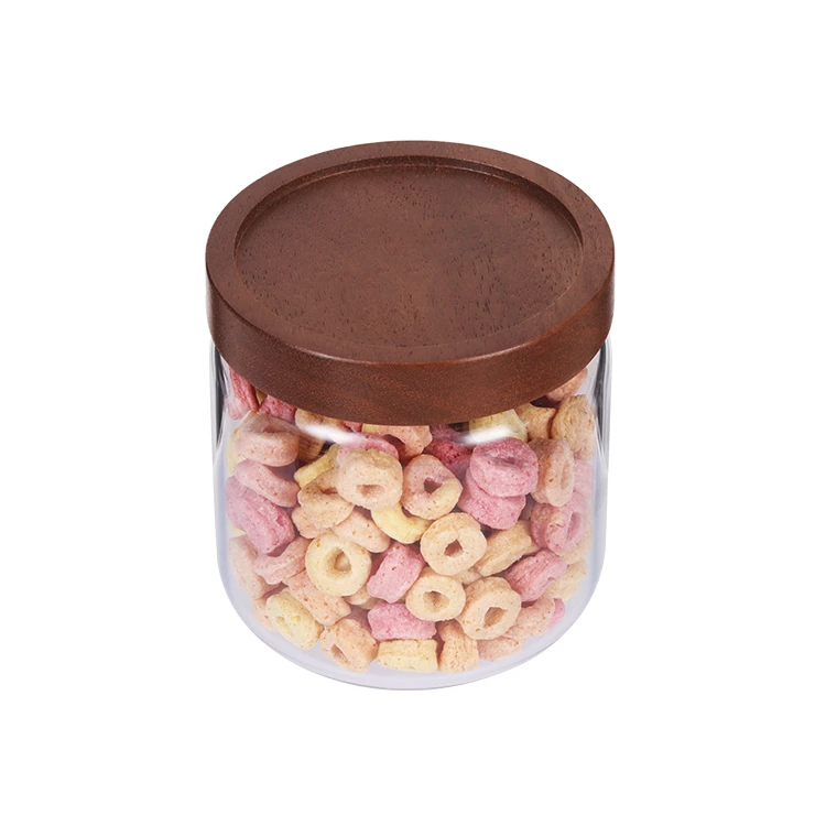 Glass and Wood Food Storage Jars Set #8822900288229005 (6)