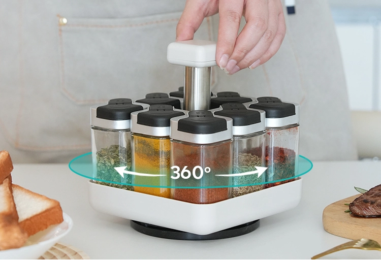Rotating Glass Spice Jars
