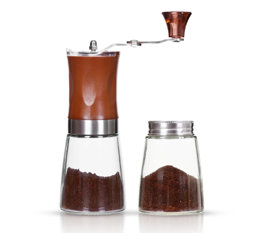 Glass manual coffee grinder