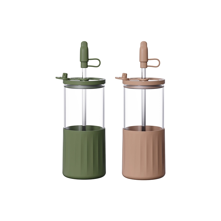 Clear Day Slim Glass Tumbler with Straw - 6156-1