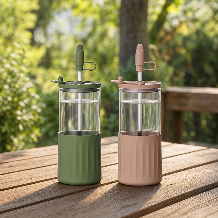 Clear Day Slim Glass Tumbler with Straw - 6156-6