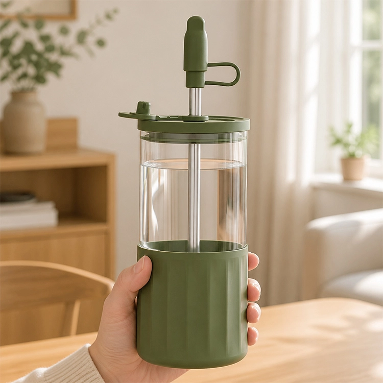 Clear Day Slim Glass Tumbler with Straw - 6156-8