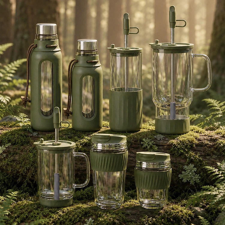 Clear Day Slim Glass Tumbler with Straw - 6156-9